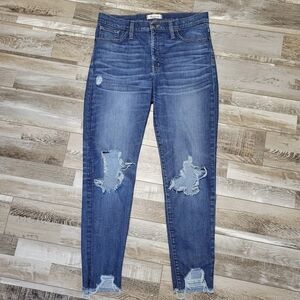 Madewell High Rise Distressed Blue Jeans
